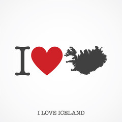 Wall Mural - I love Iceland. Heart shape national country map icon