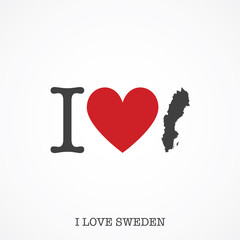 Wall Mural - I love Sweden. Heart shape national country map icon