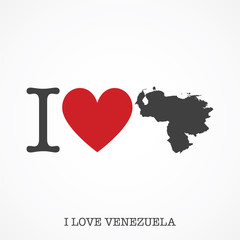 Wall Mural - I love Venezuela. Heart shape national country map icon