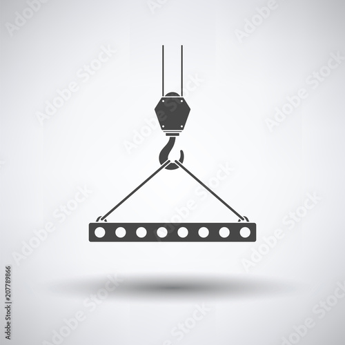 Fotografie, Obraz Icon of slab hanged on crane hook by rope slings