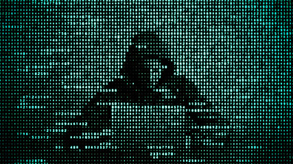 Wall Mural - hacker in data security concept. hacker using laptop. hacking the internet. cyber attack.