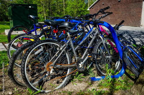blue bike rack