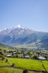 Canvas Print - Mestia valley with towers, Svaneti