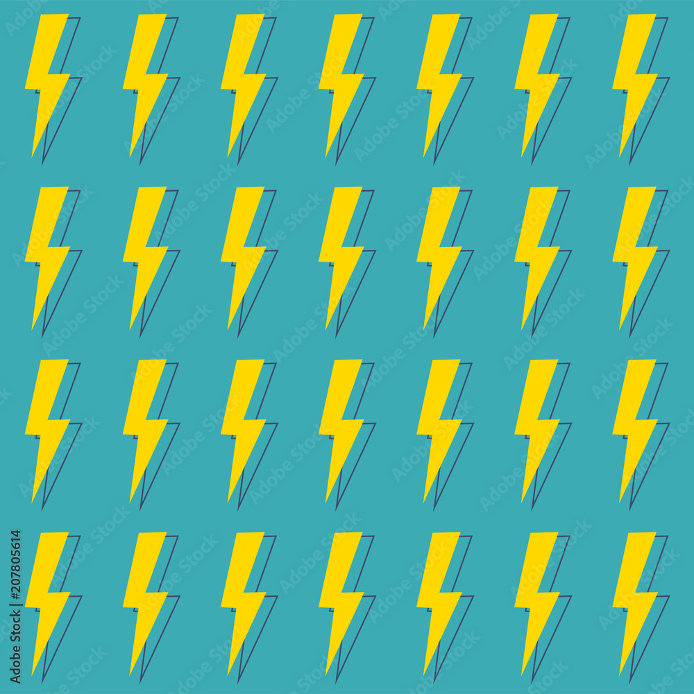 Seamless pattern lightning thunder bolt pictogram icons set elements ...