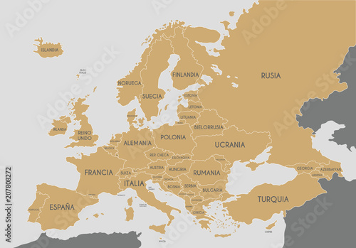  Fototapeta mapa Europy   polityczna-mapa-kontynentu-europejskiego