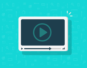 Wall Mural - video player icon vector, flat cartoon media movie player frame window symbol isolated graphic illus