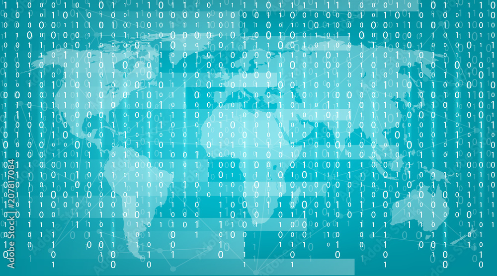 Creative vector illustration of stream of binary code. Computer matrix ...