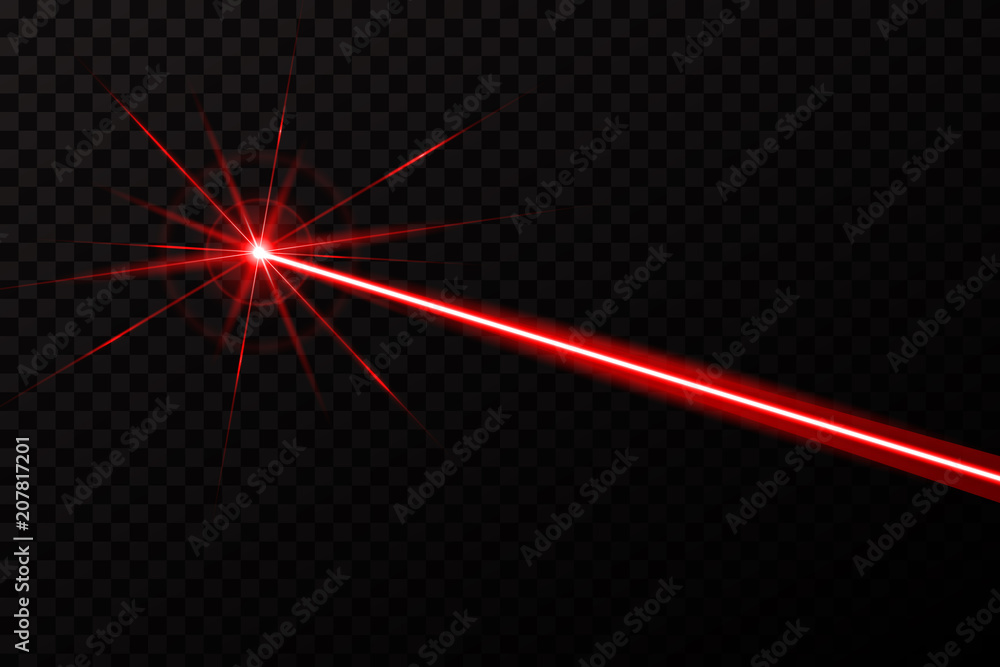 Creative vector illustration of laser security beam isolated on transparent background. Art design shine light ray. Abstract concept graphic element of glow target flash neon line - obrazy, fototapety, plakaty 