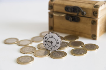 coins in the white background.