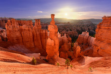 Thor's Hammer In Bryce Canyon National Park In Utah USA During Sunrise.