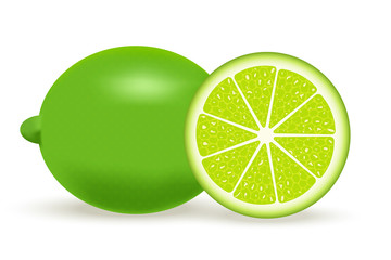 Sticker -  illustration of fresh lime isolated on white background.