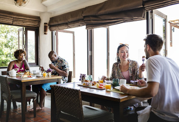 Wall Mural - Couple eating a hotel breakfast