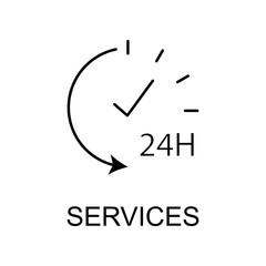 Poster - services 24 hour outline icon. Element of data protection icon with name for mobile concept and web apps. Thin line services 24 hour icon can be used for web and mobile