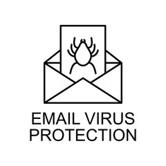 Poster - email vires protection outline icon. Element of data protection icon with name for mobile concept and web apps. Thin line email vires protection icon can be used for web and mobile