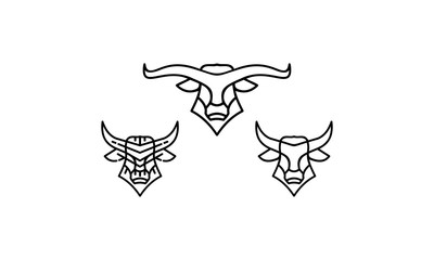 bull beef horn line art logo vector