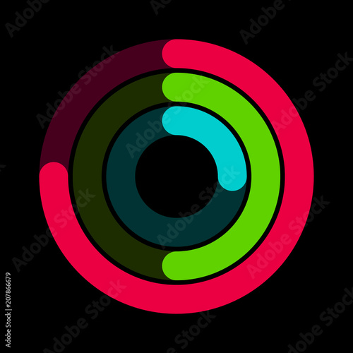 Fotografie, Obraz Circular red, green and blue activity ring flat vector icon for watch apps and w