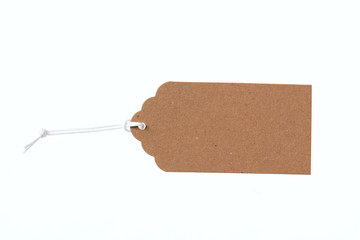 Beige recycled tag isolated on a white background