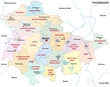 thuringia administrative and political vector map