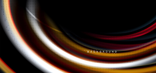 Multicolored wave lines on black background design