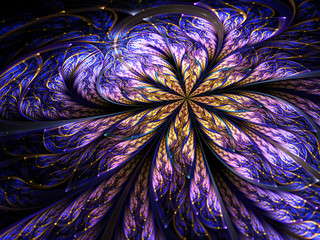Wall Mural - Dark fractal flower, digital artwork for creative graphic design