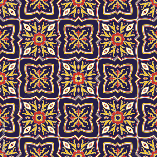 Dekoracja na wymiar  meksykanskie-plytki-wektor-wzor-bez-szwu-z-kwiatowymi-ornamentami-portugalskie-azulejo-meksyk-puebla