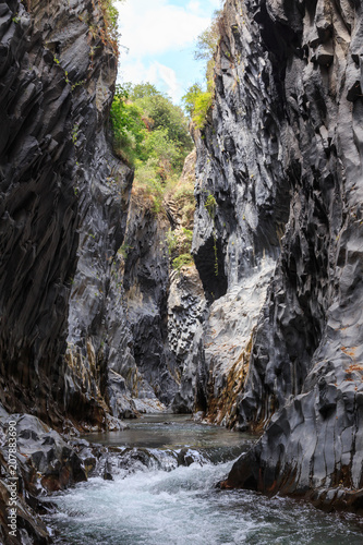 Alcantara Gorges Are Attractions Of Sicily Located 20 Km From Taormina Canyons Made Of