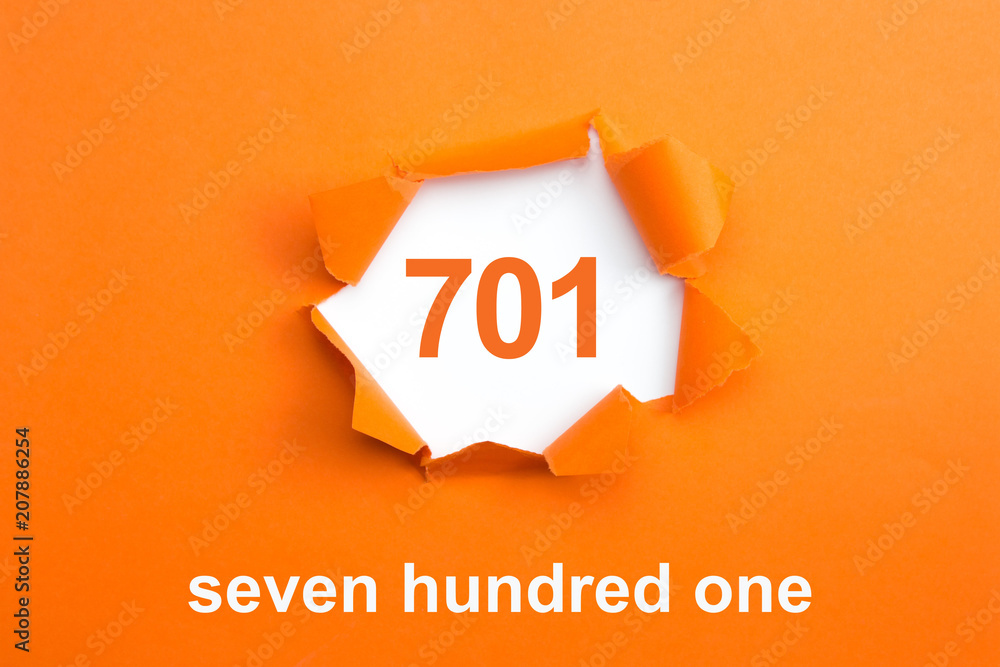 Number 701 - Number written text seven hundred one Stock