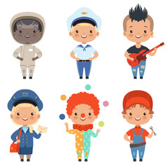 Poster - Cartoon illustrations of kids at different professions