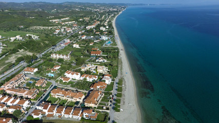 Sticker - Aerial view of Pefkochori beach, Kassandra peninsula, Greece