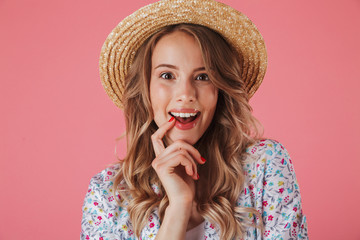 Poster - Close up portrait of a cheerful young woman