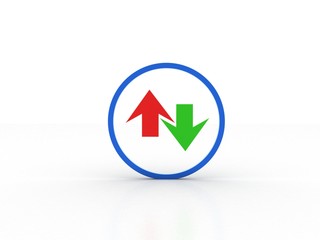 
3d illustration uploading downloading arrow