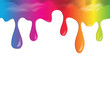 paint colorful liquid flowing and dripping on white isolate background with copy space. rainbow colors liquid flowing concept.
