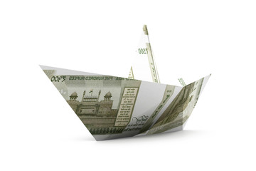 Ship made of Indian currency note