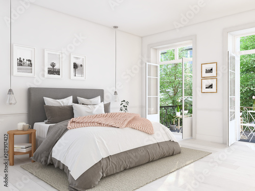 Cuadros en Lienzo new modern bedroom in a apartment. 3d rendering