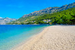 beautiful beach punta rata in Brela, Croatia and adriatic sea, Dalmatia at summer