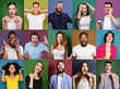© Prostock-studio - Set of happy diverse people at studio backgrounds