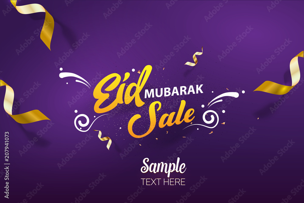 Eid Mubarak Sale poster background vector template design - obrazy, fototapety, plakaty 