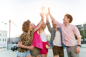 Wall Mural - Friends joining hands
