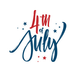 Wall Mural - vector illustration: hand lettering composition of happy independence day. 4th of july typographic d