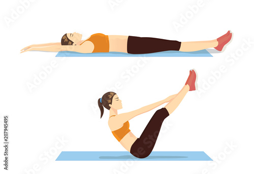 Woman Showing Step Of Abdominal Workout With V Ups Exercise Illustration About Correct Moves For Fitness Stock Vector Adobe Stock Woman Showing Step Of Abdominal Workout With V Ups Exercise Illustration About Correct Moves For Fitness Stock Vector Adobe Stock