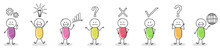 Funny Business Concept With Stickmen And Symbols - Big Collection. Vector.