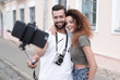 © ASDF - Happy traveling couple making selfie, romantic mood.