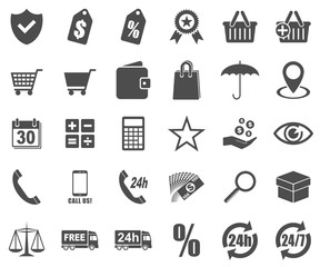 Aufkleber - Shopping vector icons. Shop cart internet signs and symbols isolated on white background.