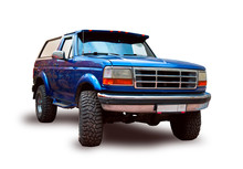 American Off-road Motor Car. White Background.