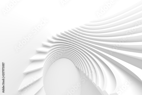 White Architecture Circular Background. Modern Building Design