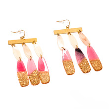 Gold And Pink Chandelier Earrings