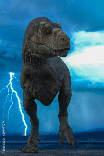 Fotomural t-rex in the wild world storm