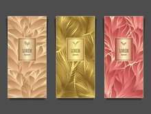 Set Template For Package Or Flyer From Luxury Background Made By Foil Leaves In Beige Green Peachy
For Cosmetic Or Perfume Or For Alcohol Label Or For Advertising Jewelry Or For Brand Book

