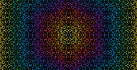 vector abstract rainbow sacred geometric background; simple geometry with flower of life.