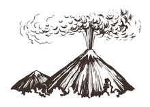 Eruption. Mountains Sketch